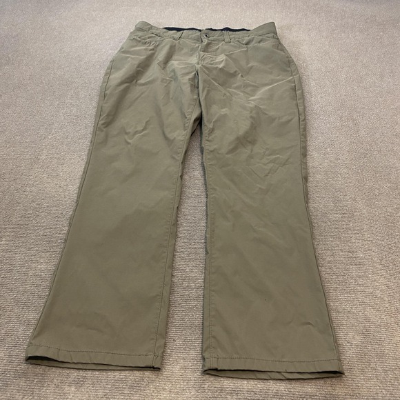 Eddie Bauer Pants Mens 36x30 Olive Green Nylon Stretch Hiking Travel Zip Pocket - Picture 1 of 13